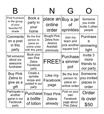 PINK ZEBRA BINGO! Bingo Card