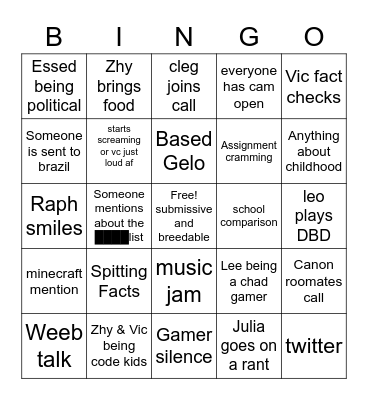 MEGALO DISCORD VC Bingo Card
