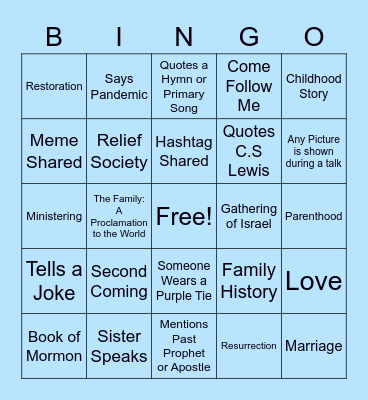 April 2021 General Conference Bingo Card