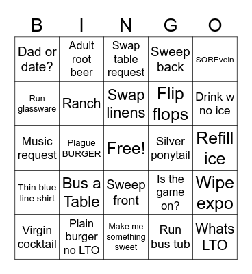 Server Bingo Card
