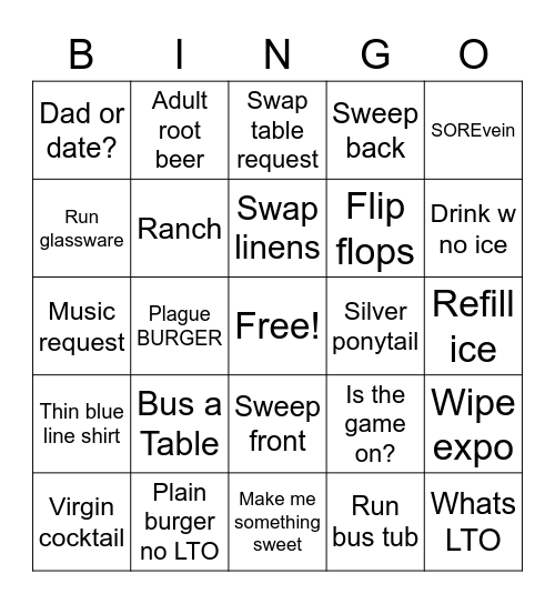 Server Bingo Card