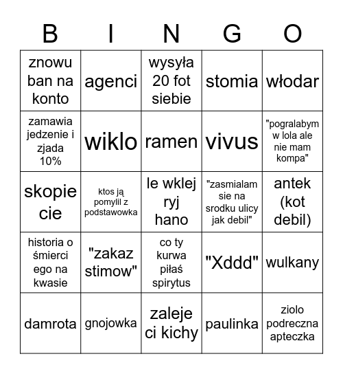 hano bingo Card