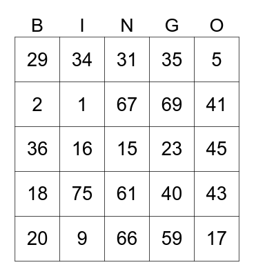 Nintenrock ROUND 1 [Numbers] Bingo Card