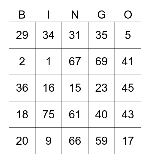 Nintenrock ROUND 1 [Numbers] Bingo Card