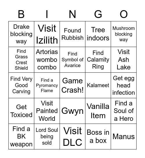 Dark Souls 1 Randomizer Bingo Card