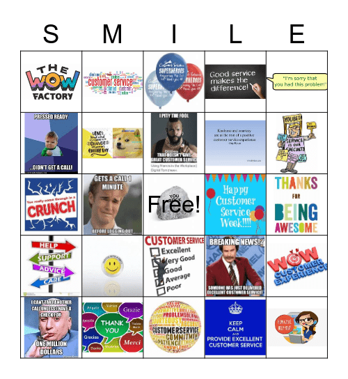 Smile It's Customer Service Week! Bingo Card