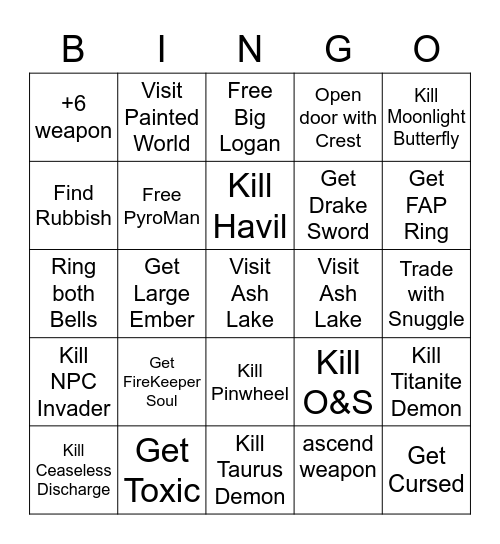 Dark Souls 1 Randomizer Bingo Card