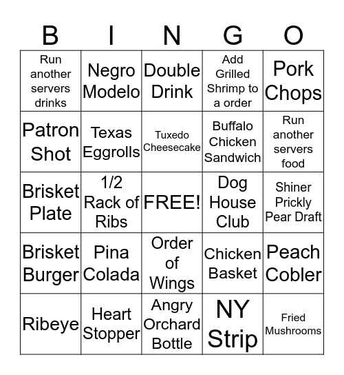 RED DOG ICEHOUSE Bingo Card