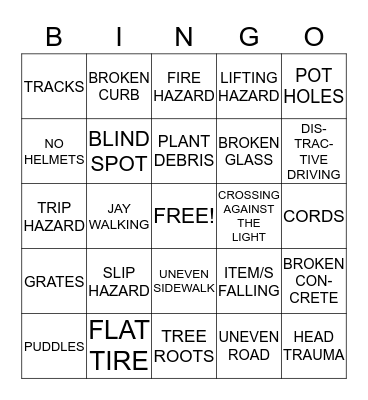 Safety Bingo Card