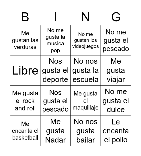 Pasatiempos Bingo Card