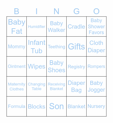 Baby Watkins Baby Shower Bingo Card