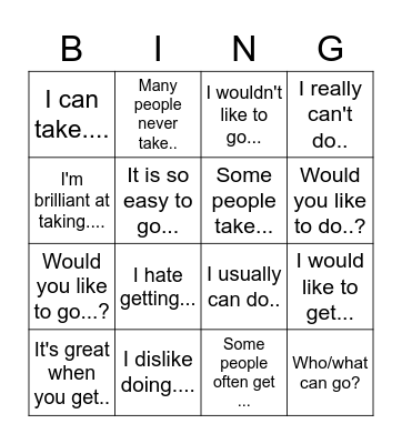 Collocations Bingo Card