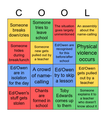 Week 3 of 'The Incident' Bingo Card