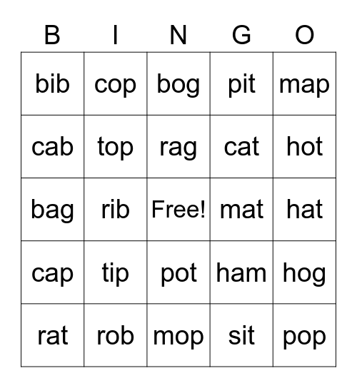 Early Word Bingo Card