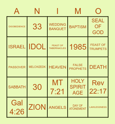 BIBLE BINGO Card