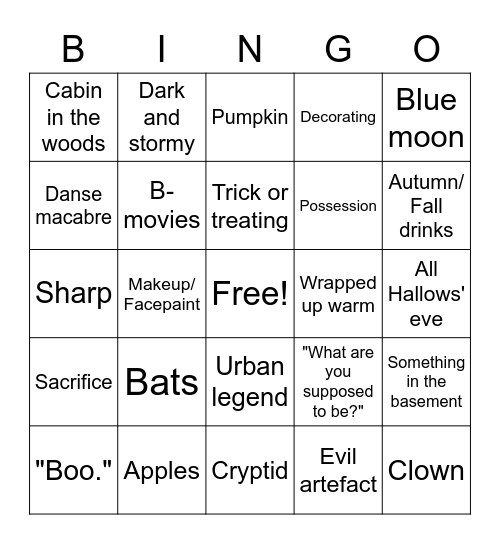 Katherine bingoween Bingo Card