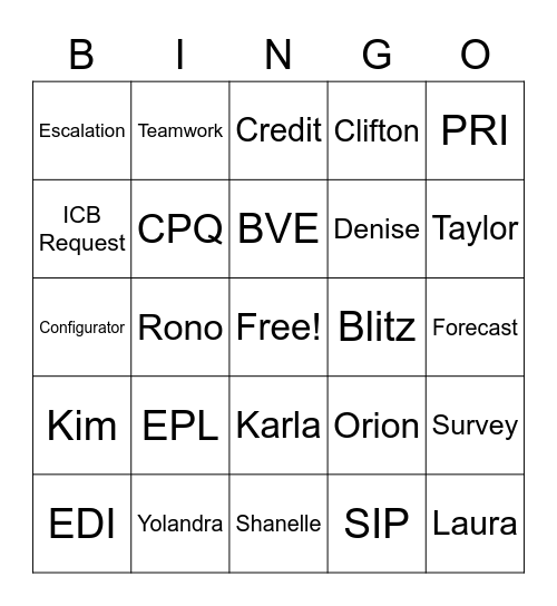 Enteprise Account Management Bingo Card