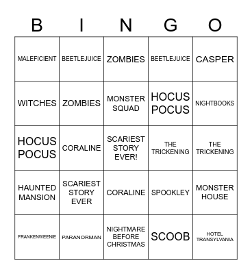 HALLOWEEN FILM FEST Bingo Card
