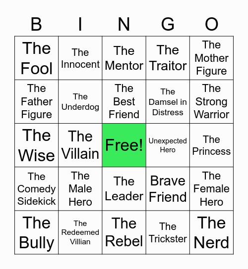 Archetype Bingo Card