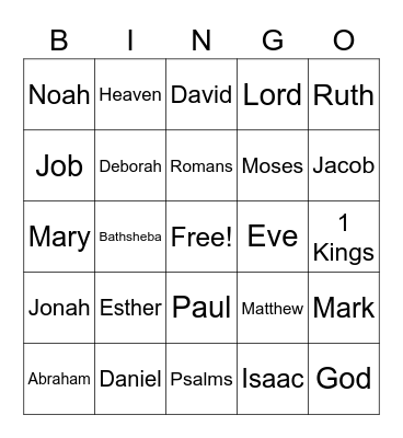 Bible Bingo Card