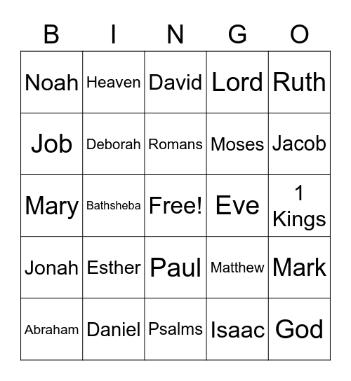 Bible Bingo Card