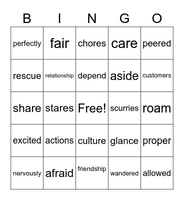 Wonder Unit 1 Vocabulary Review Bingo Card