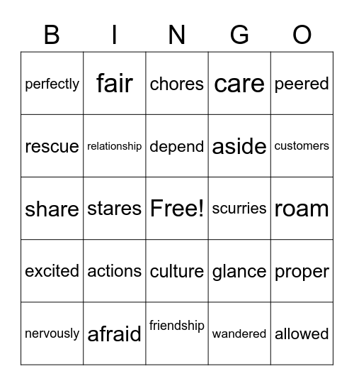 Wonder Unit 1 Vocabulary Review Bingo Card