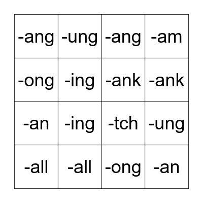 Glued Sounds Bingo Card