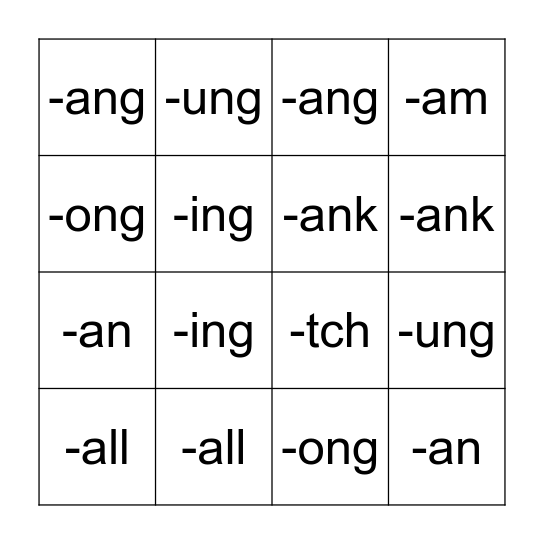 Glued Sounds Bingo Card