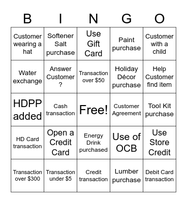 CASHIER APPRECIATION MONTH Bingo Card