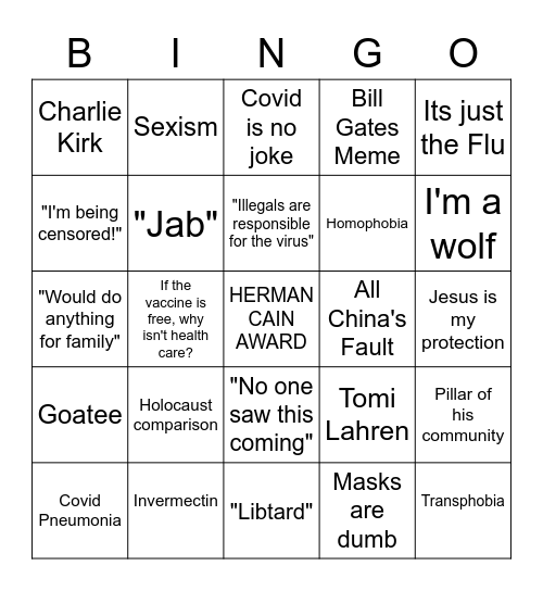 Herman Cain Award Bingo Card