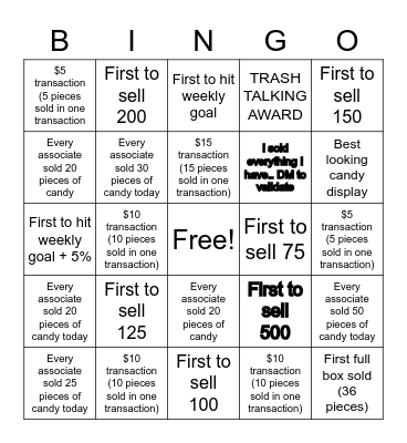 9335 Hershey Challenge Week One Bingo Card