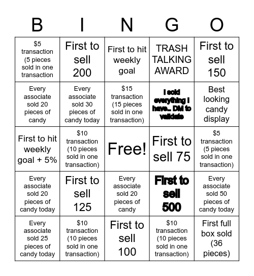 9335 Hershey Challenge Week One Bingo Card