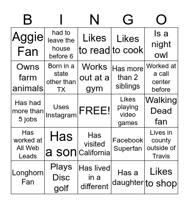HIL Bingo Card