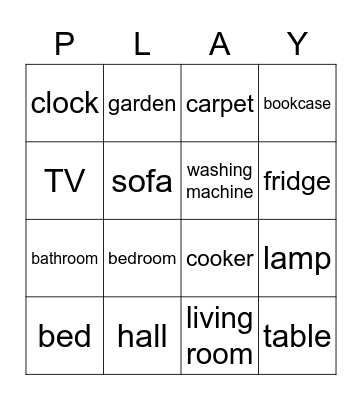 In my house Bingo Card