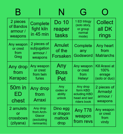 RS3 Bingo Card