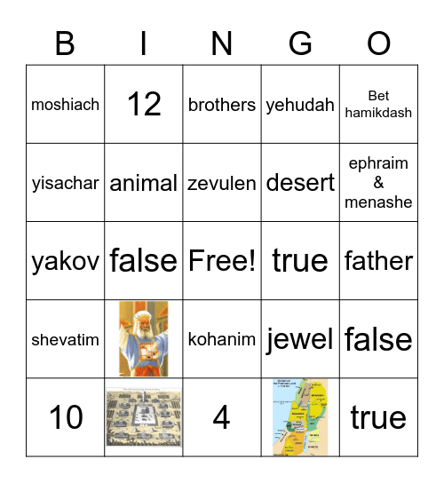 The tribes of Israel Bingo Card