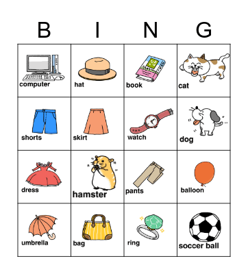 あい わんと あ Bingo Card