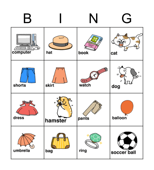 あい わんと あ Bingo Card