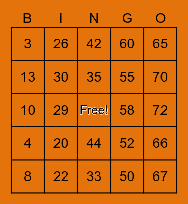 Halloween Bingo Card