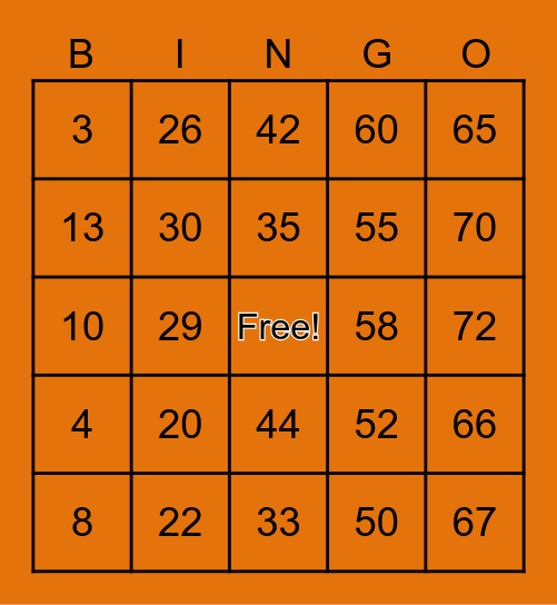 Halloween Bingo Card