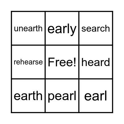 Spelling Bingo Card