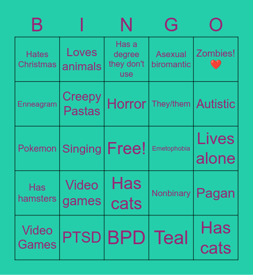 How similar are you to cam Bingo Card