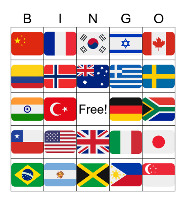 Flaggen Bingo Card