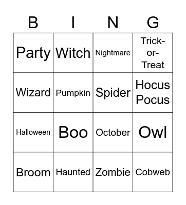 ITG Halloween Bingo Card