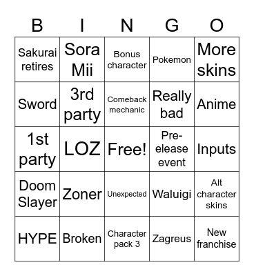 Smash direct Bingo Card