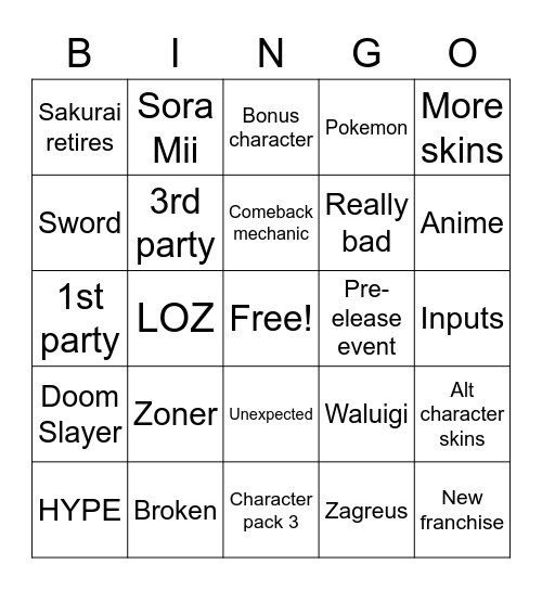 Smash direct Bingo Card