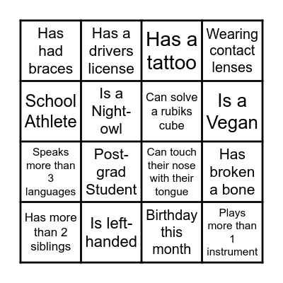 INSOC Icebreaker Bingo Card