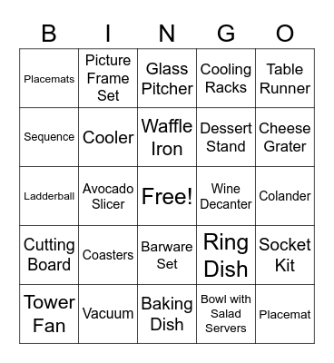 Bridal Bingo Card