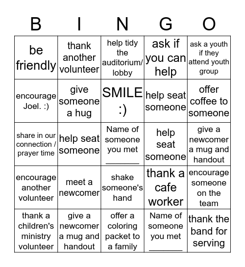 TVC Guest Service Bingo- May Bingo Card